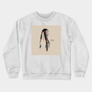 [AI Art] Proud Native American Woman With Headdress Crewneck Sweatshirt